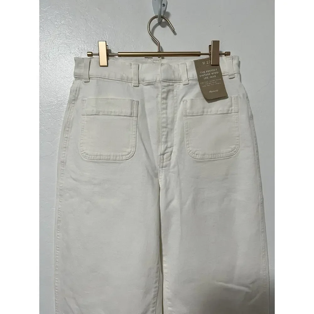 Madewell‎ Womens Perfect Vintage Wide Leg Jeans Size 27 Cream White Preppy NWT - Picture 2 of 8
